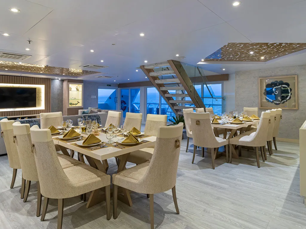 Salon of Elite, a Gulet Power Catamaran catamaran at Baltra, Ecuador