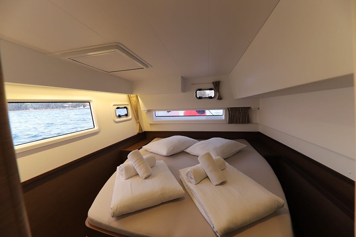 Cabin on Odessa, a Lagoon 42 catamaran at Ibiza, Spain