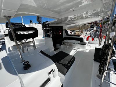 Cockpit of Odessa, a Lagoon 42 catamaran at Ibiza, Spain