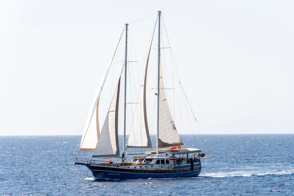 Exterior view of Gozdem The One, a Gulet Custom built 183 yacht at Bodrum, Turkey