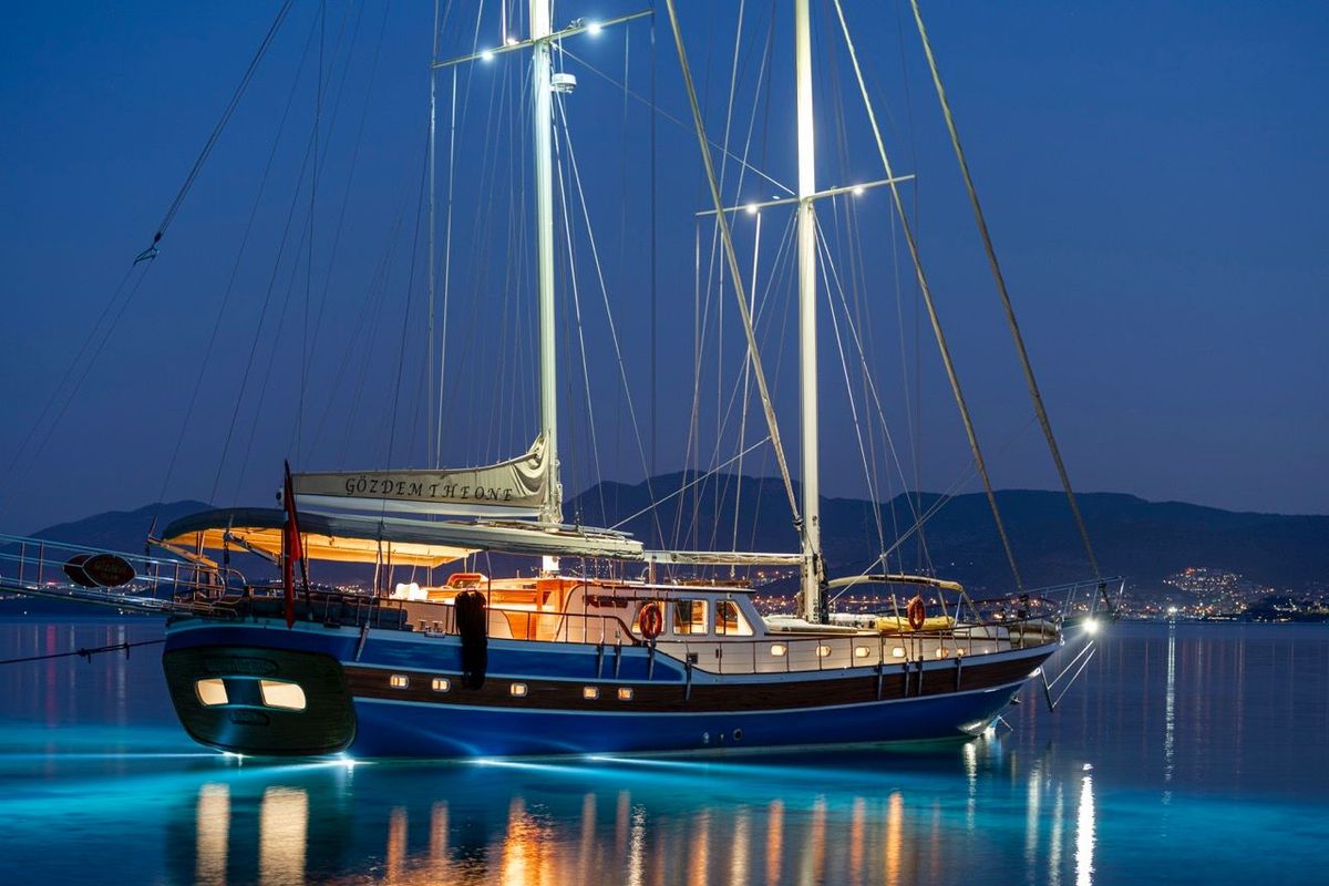 Exterior view of Gozdem The One, a Gulet Custom built 183 yacht at Bodrum, Turkey