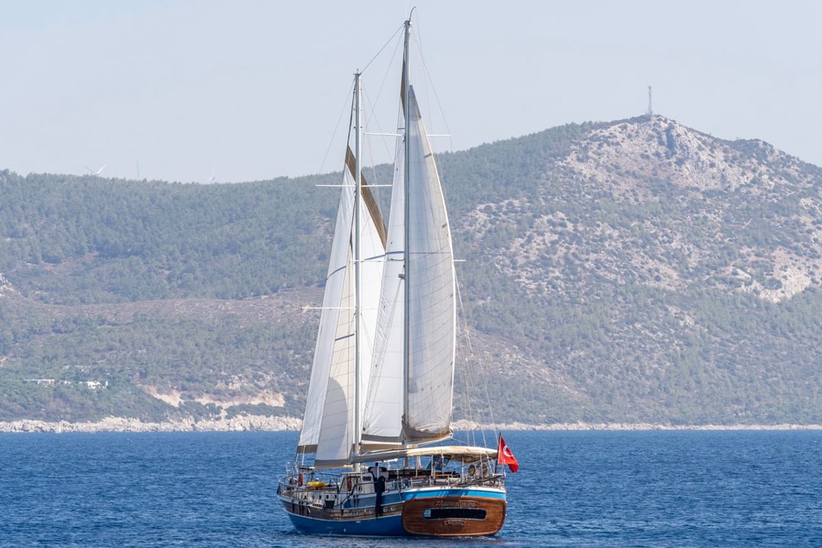 Exterior view of Gozdem The One, a Gulet Custom built 183 yacht at Bodrum, Turkey
