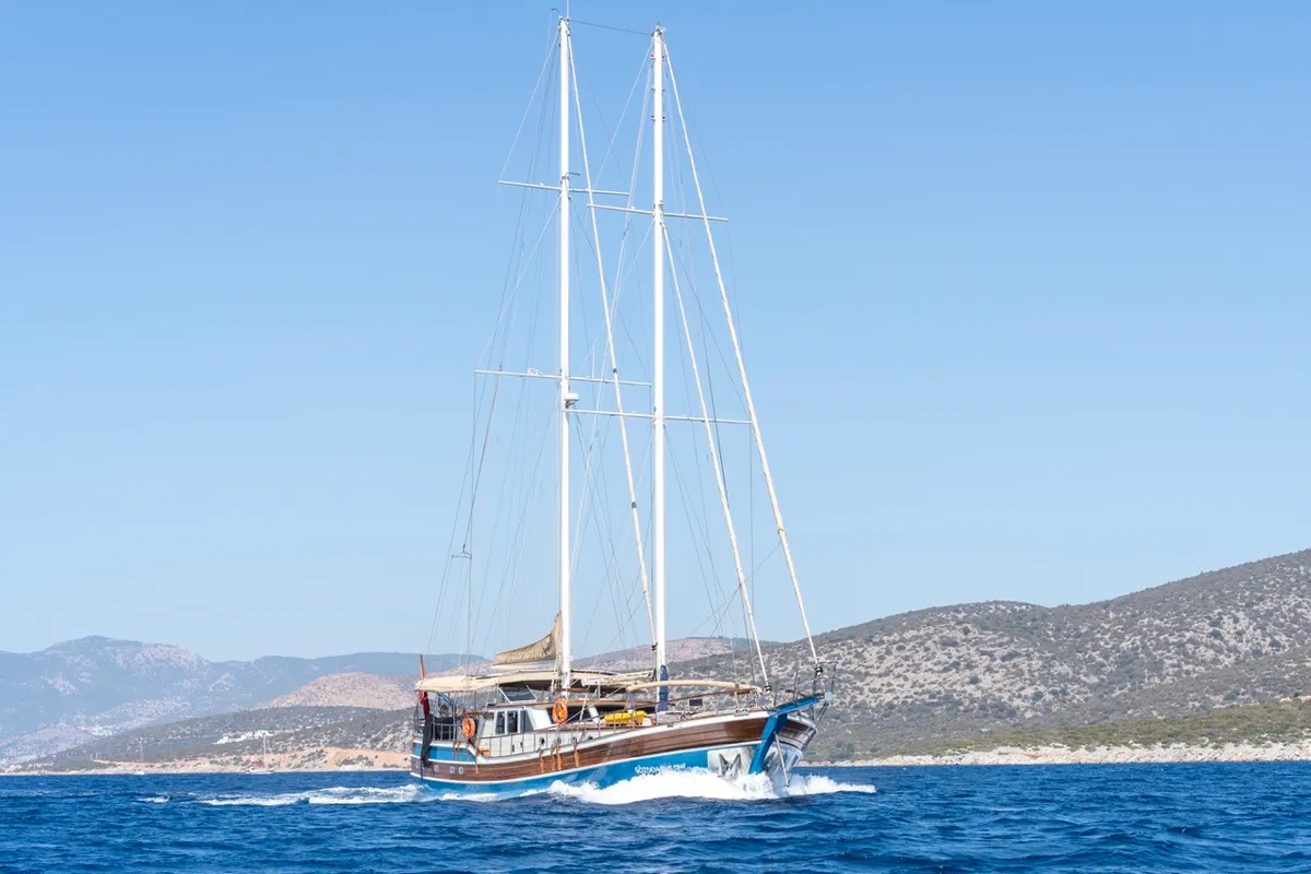 Exterior view of Gozdem The One, a Gulet Custom built 183 yacht at Bodrum, Turkey