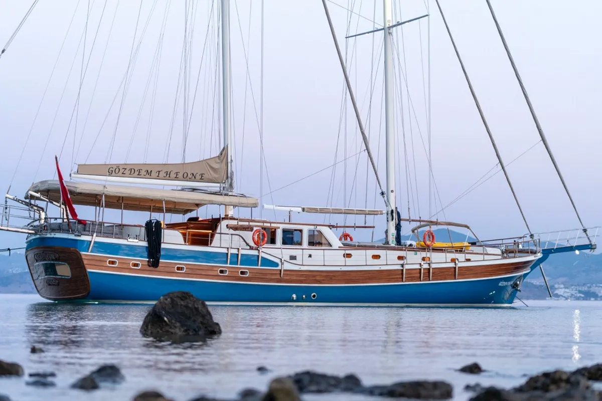 Exterior view of Gozdem The One, a Gulet Custom built 183 yacht at Bodrum, Turkey