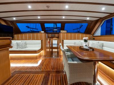 Salon of Gozdem The One, a Gulet Custom built 183 yacht at Bodrum, Turkey