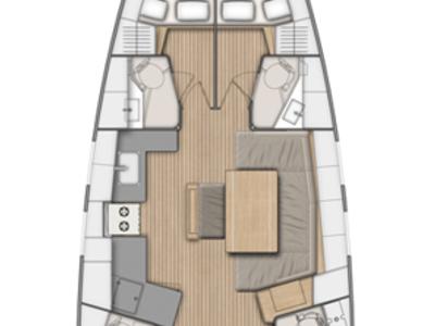 Floor plan of July, a Beneteau Oceanis 46.1 sailboat at Municipal Unit of Lefkada, Greece