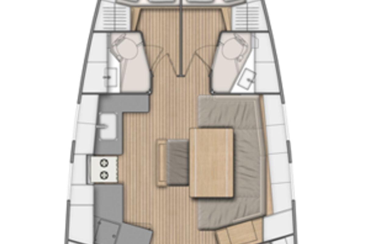 Floor plan of July, a Beneteau Oceanis 46.1 sailboat at Municipal Unit of Lefkada, Greece