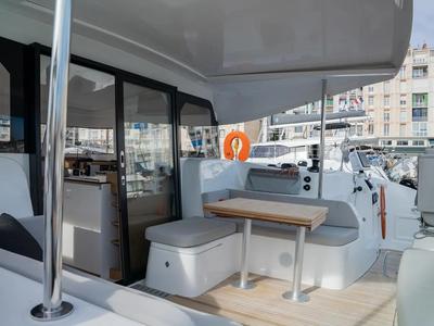 Deck of Adva, a Excess 11 catamaran at Toulon, France