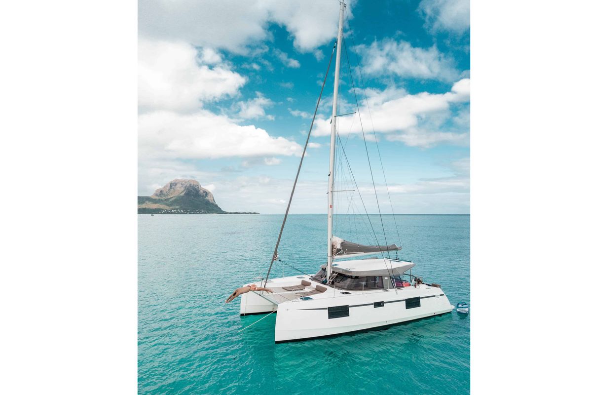 Exterior view of Sea Spirit, a Nautitech 40 Open catamaran at Grande Rivière Noire VCA, Mauritius