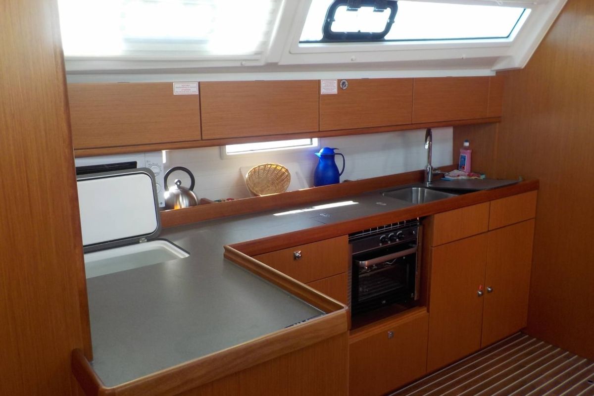 Galley of Leonidas, a Bavaria Cruiser 46 sailboat at Municipal Unit of Lefkada, Greece