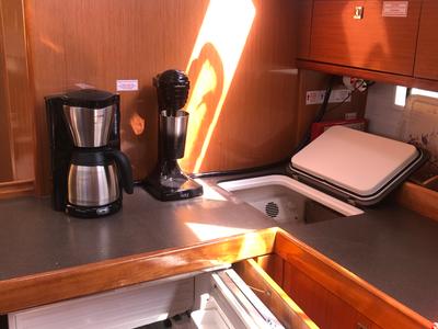 Galley of Leonidas, a Bavaria Cruiser 46 sailboat at Municipal Unit of Lefkada, Greece