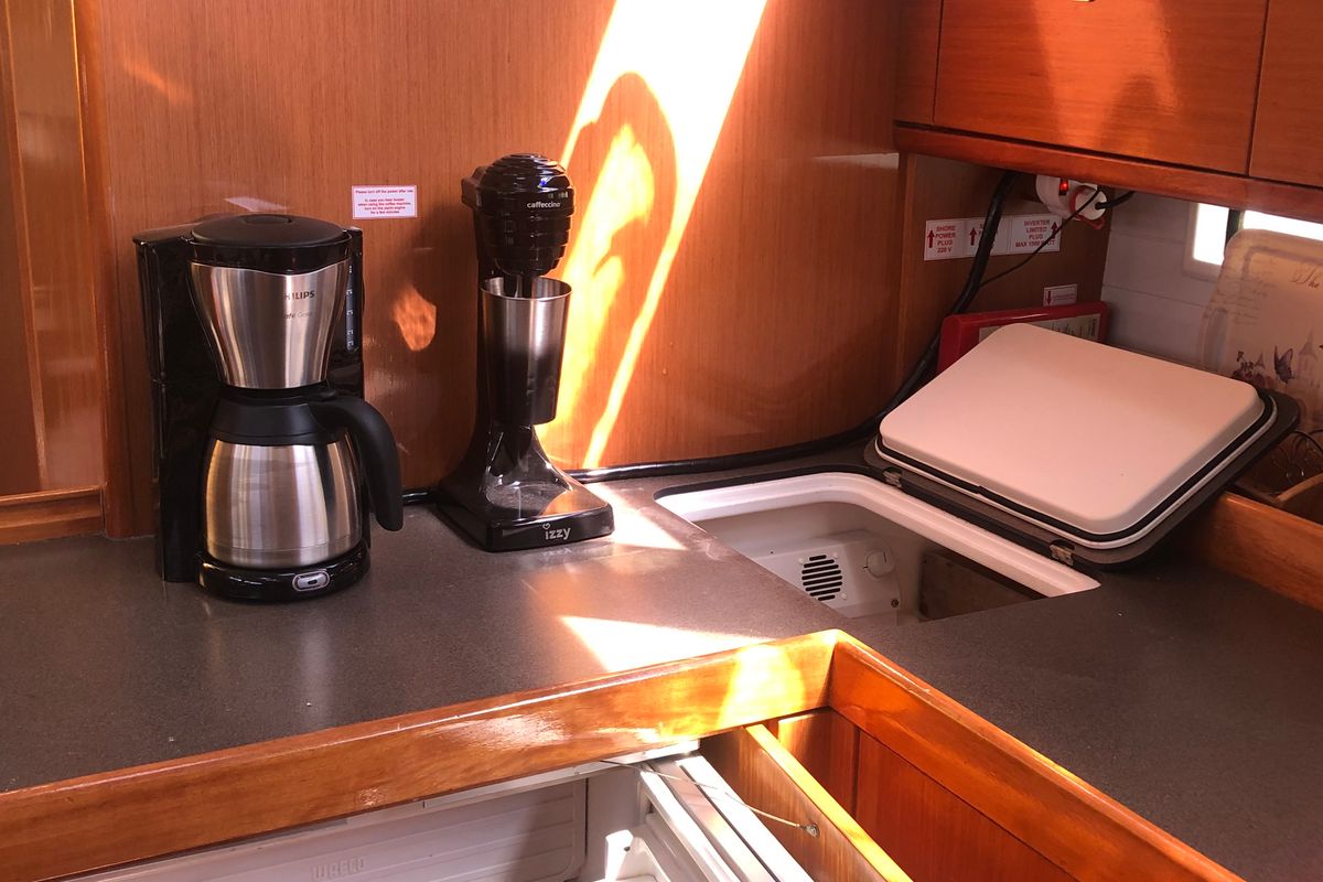 Galley of Leonidas, a Bavaria Cruiser 46 sailboat at Municipal Unit of Lefkada, Greece