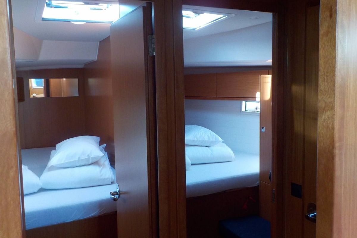 Cabin on Leonidas, a Bavaria Cruiser 46 sailboat at Municipal Unit of Lefkada, Greece