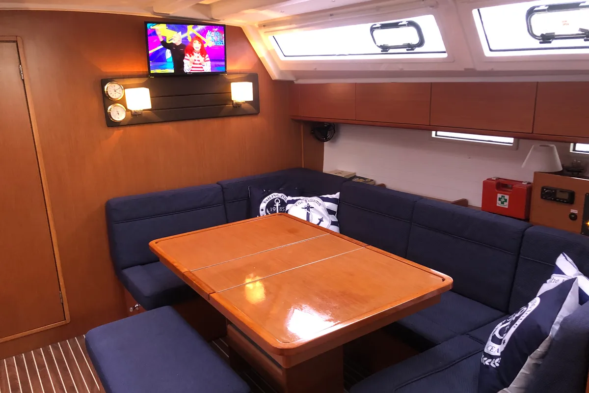 Salon of Leonidas, a Bavaria Cruiser 46 sailboat at Municipal Unit of Lefkada, Greece