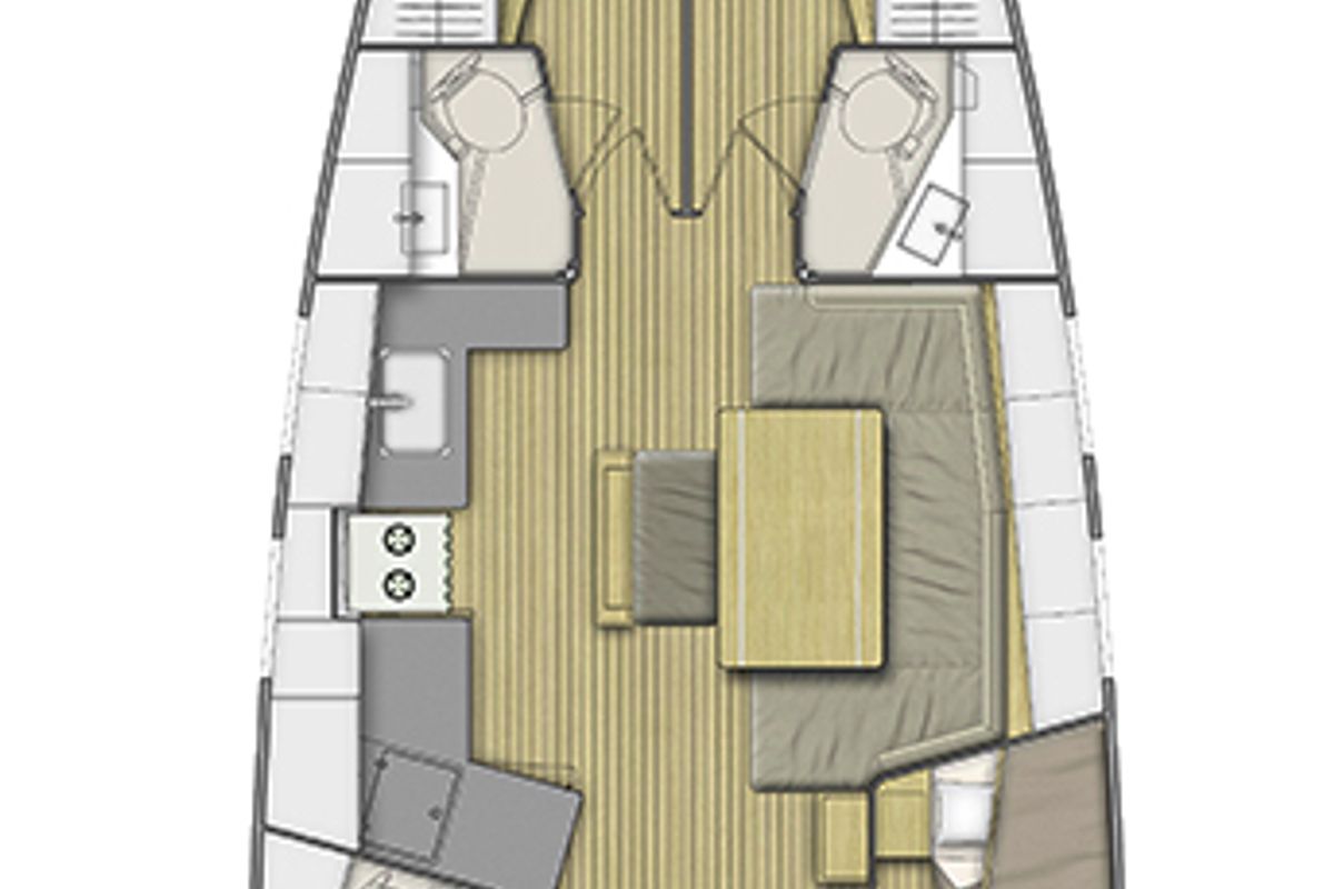 Floor plan of Joy's Grace, a Beneteau Oceanis 46.1 sailboat at Municipal Unit of Lefkada, Greece