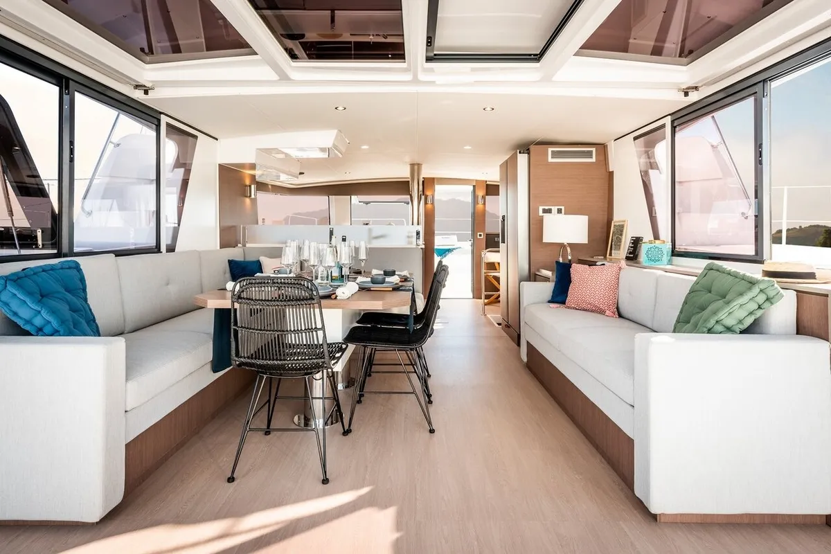 Salon of Sirène, a Bali 4.6 catamaran at Grad Kaštela, Croatia