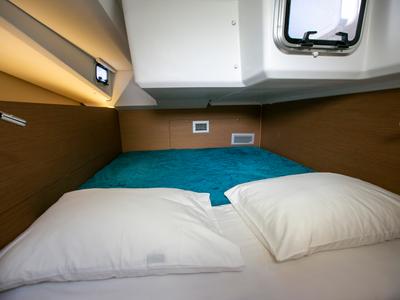 Cabin on BLACK BIRD, a Jeanneau Sun Odyssey 440 sailboat at Preveza, Greece