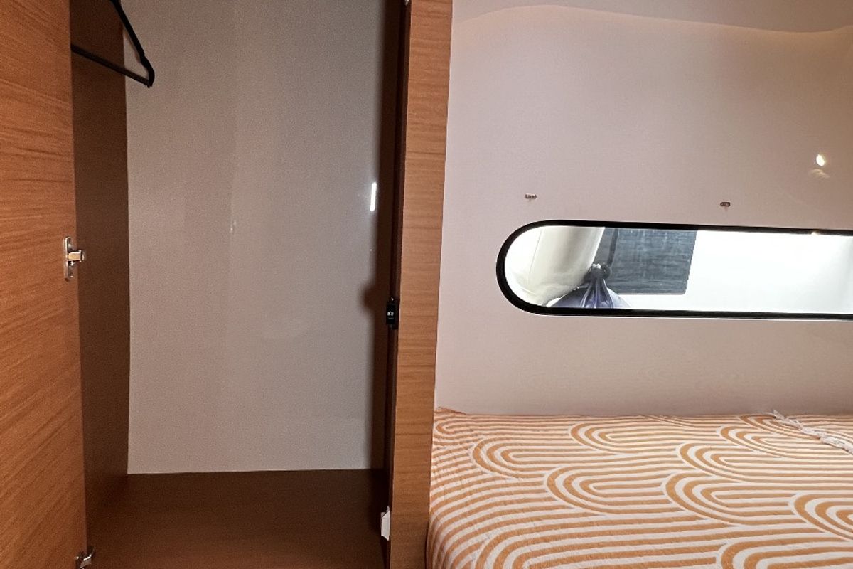 Cabin on SMOTA, a Excess 11 catamaran at Fethiye, Turkey