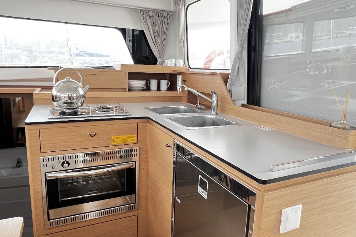 Galley of SMOTA, a Excess 11 catamaran at Fethiye, Turkey