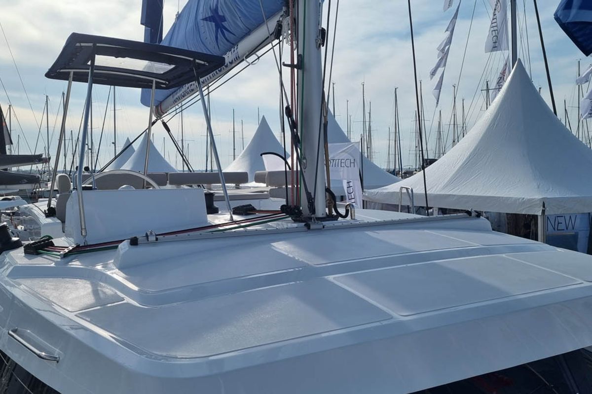Deck of Wanderer, a Bali Catspace catamaran at Road Town, British Virgin Islands