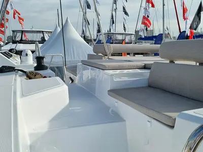 Deck of Wanderer, a Bali Catspace catamaran at Road Town, British Virgin Islands