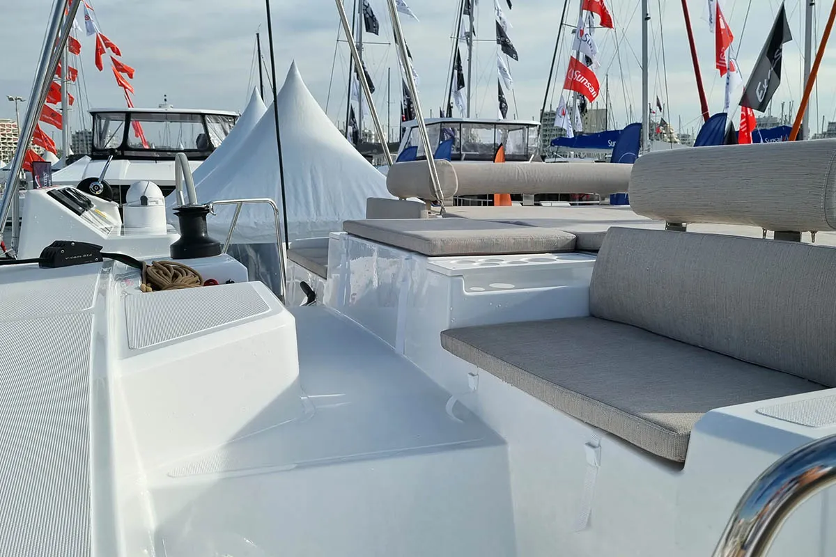 Deck of Wanderer, a Bali Catspace catamaran at Road Town, British Virgin Islands