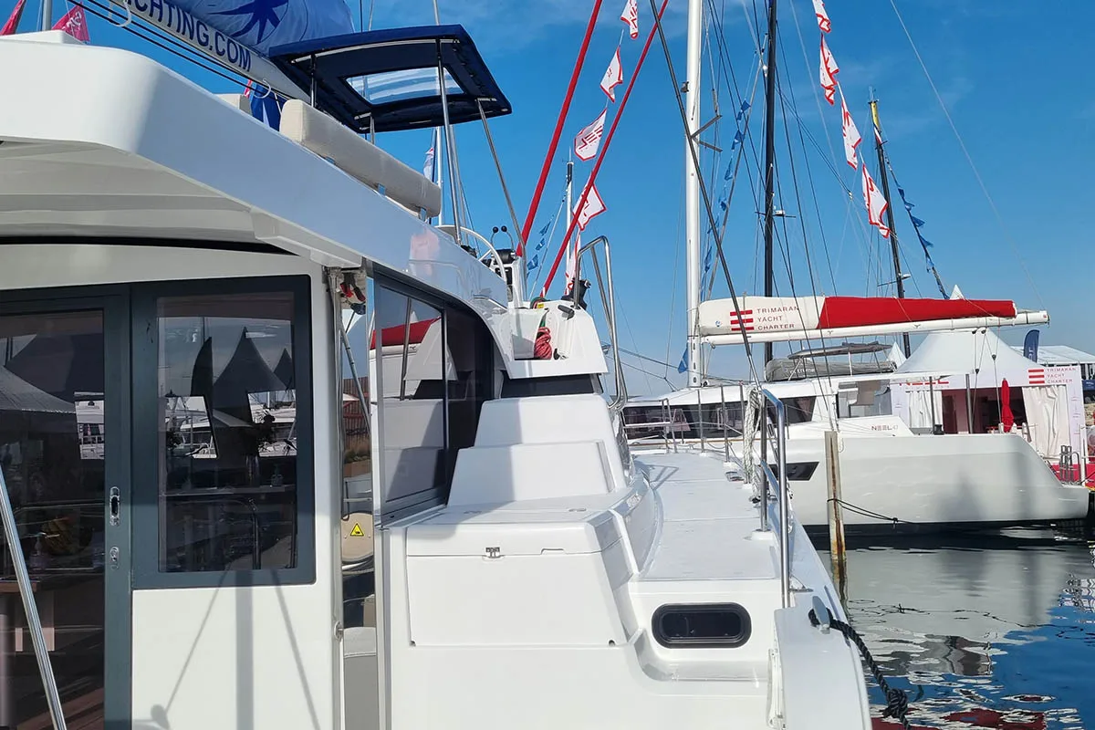 Exterior view of Wanderer, a Bali Catspace catamaran at Road Town, British Virgin Islands