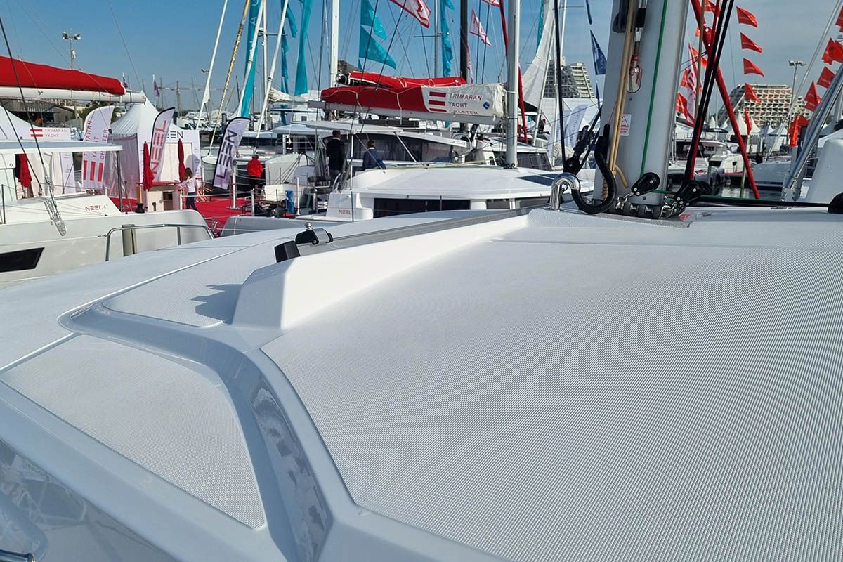 Deck of Wanderer, a Bali Catspace catamaran at Road Town, British Virgin Islands