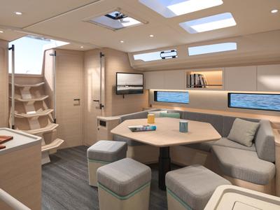 Salon of Sunsail 44.3 Premium, a Dufour 44 sailboat at Općina Marina, Croatia