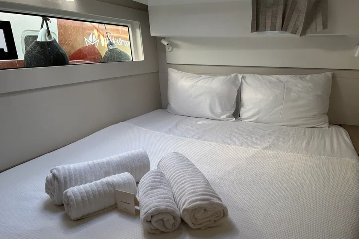 Cabin on Mizu, a Lagoon 40 catamaran at Fethiye, Turkey