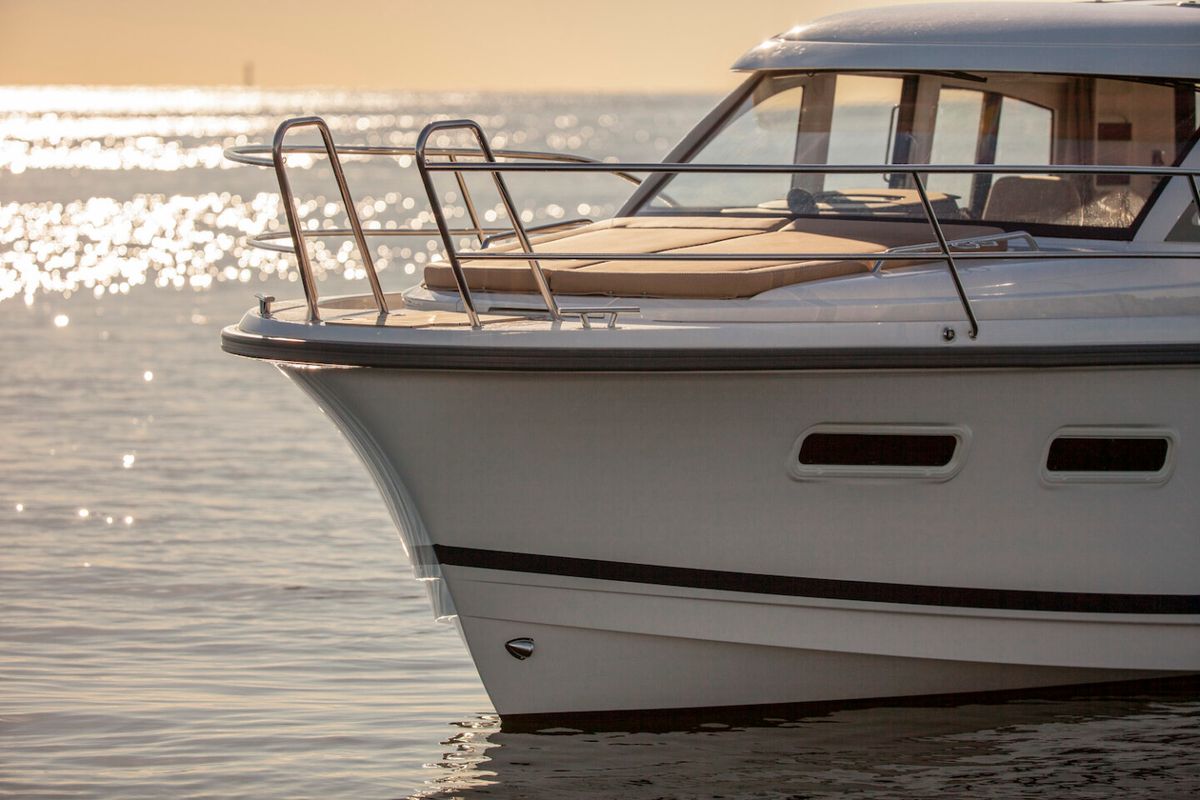 Exterior view of Polluks, a Nimbus 305 Coupe motorboat at Pirovac, Croatia