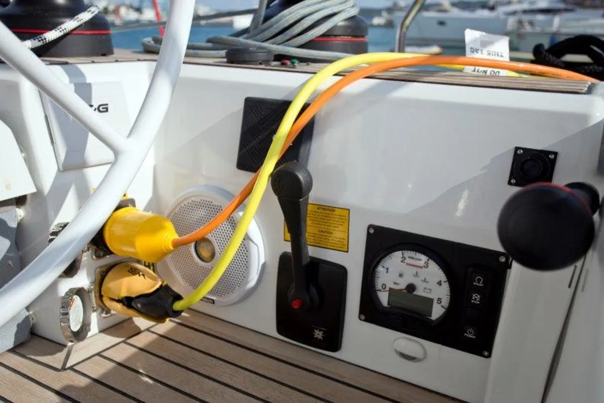 Cockpit of MYRDIA, a Beneteau Oceanis 51.1 sailboat at Athens, Greece