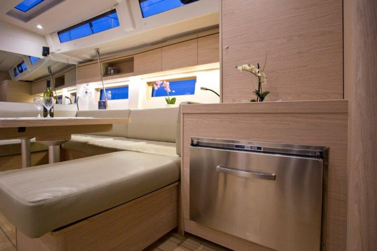 Salon of MYRDIA, a Beneteau Oceanis 51.1 sailboat at Athens, Greece