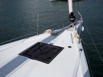 Deck of MYRDIA, a Beneteau Oceanis 51.1 sailboat at Athens, Greece