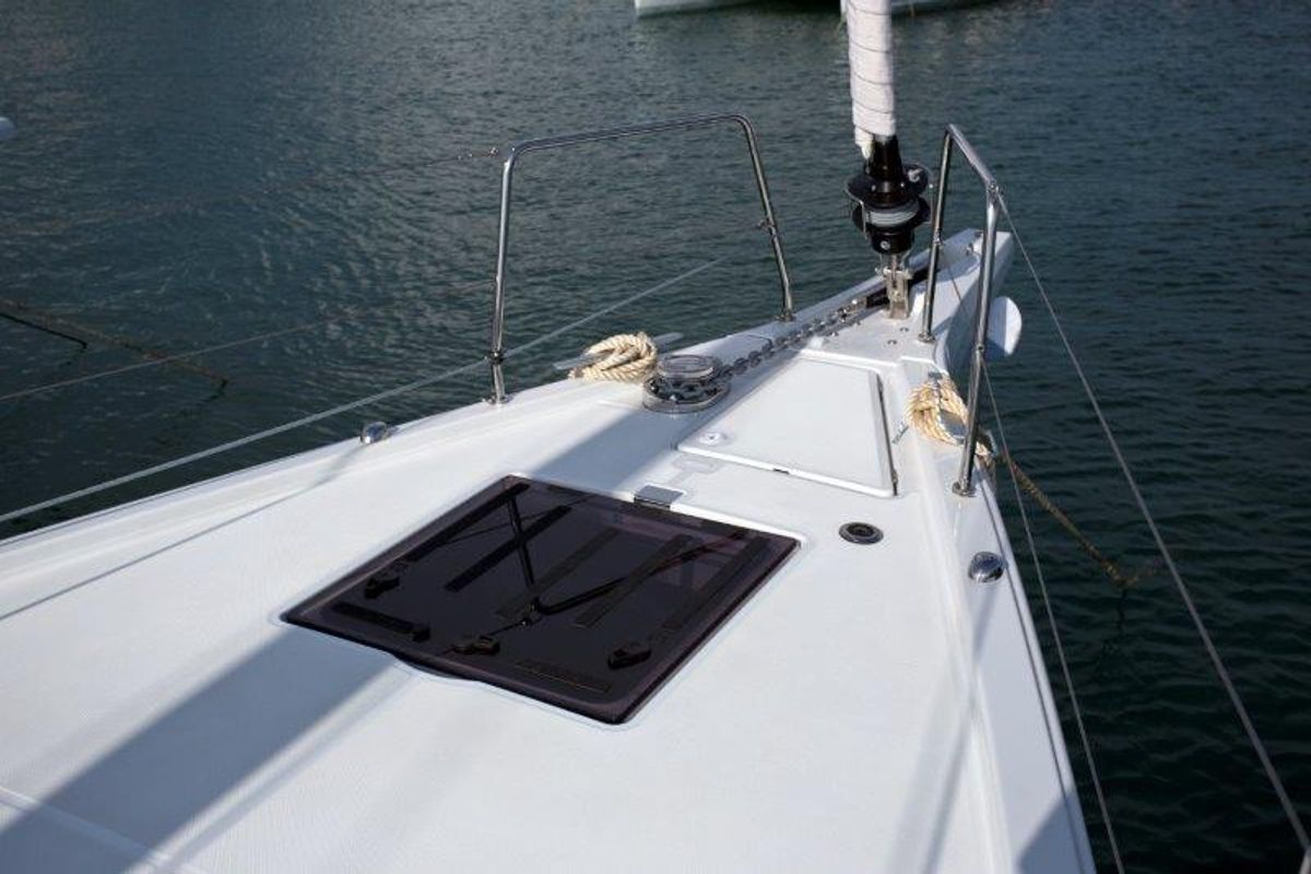 Deck of MYRDIA, a Beneteau Oceanis 51.1 sailboat at Athens, Greece