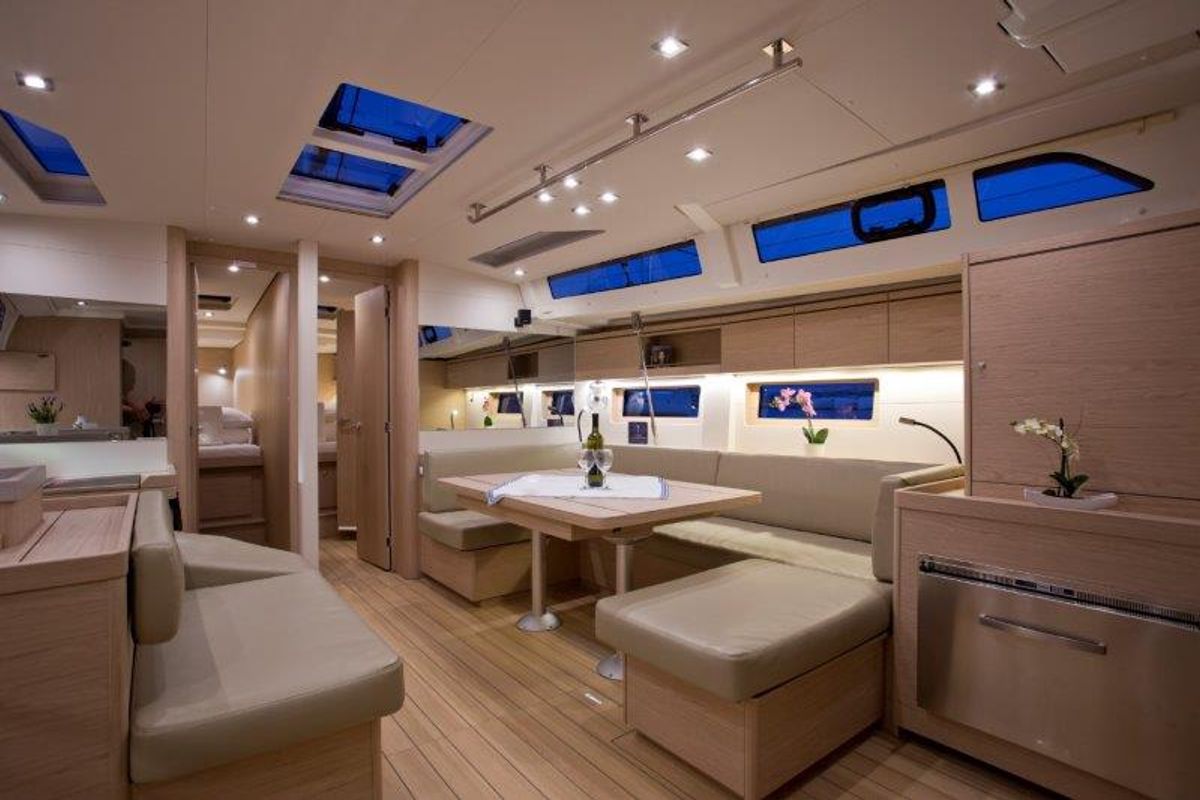 Salon of MYRDIA, a Beneteau Oceanis 51.1 sailboat at Athens, Greece