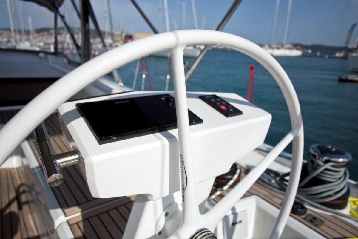 Cockpit of MYRDIA, a Beneteau Oceanis 51.1 sailboat at Athens, Greece