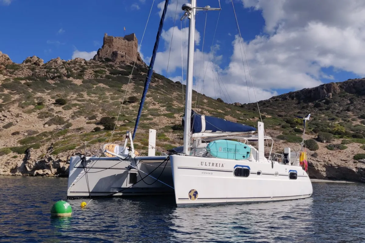 Ultreia, a Catana 431 catamaran at Port d'Andratx, Spain