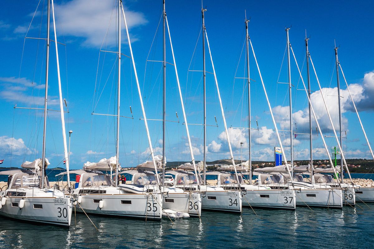 Exterior view of Gang of Four, a Beneteau Oceanis 38.1 sailboat at Grad Biograd na Moru, Croatia