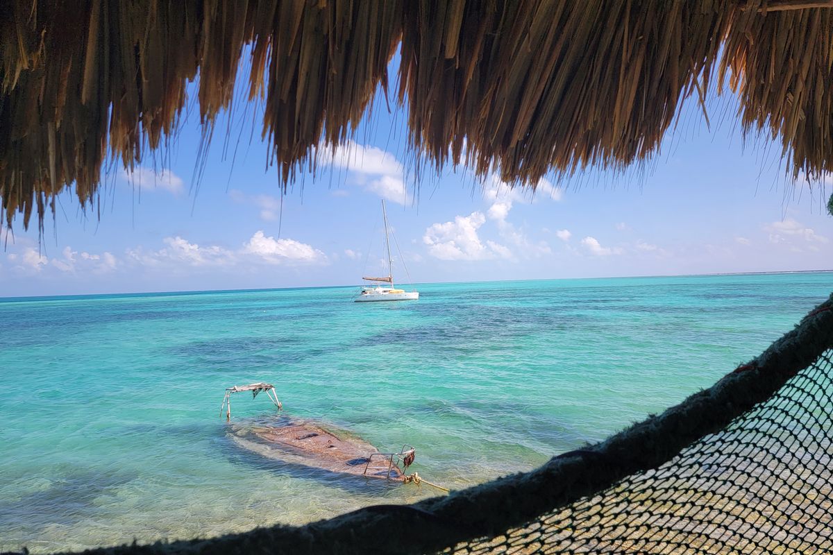 Exterior view of Discover, a Fountaine Pajot Saba 50 Quintet catamaran at Belize City, Belize