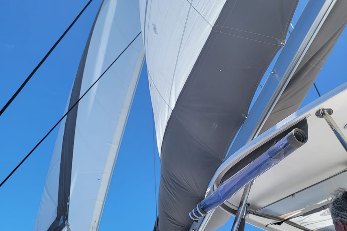 Exterior view of Discover, a Fountaine Pajot Saba 50 Quintet catamaran at Belize City, Belize