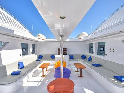 Deck of Luxury suite upper deck, a Gulet Luxury Motor Yacht motorboat at Sharm El Sheikh, Egypt