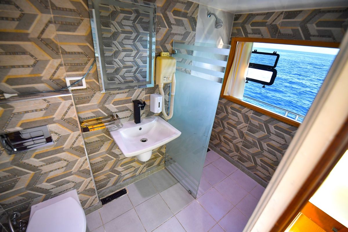 Head on Luxury suite upper deck, a Gulet Luxury Motor Yacht motorboat at Sharm El Sheikh, Egypt
