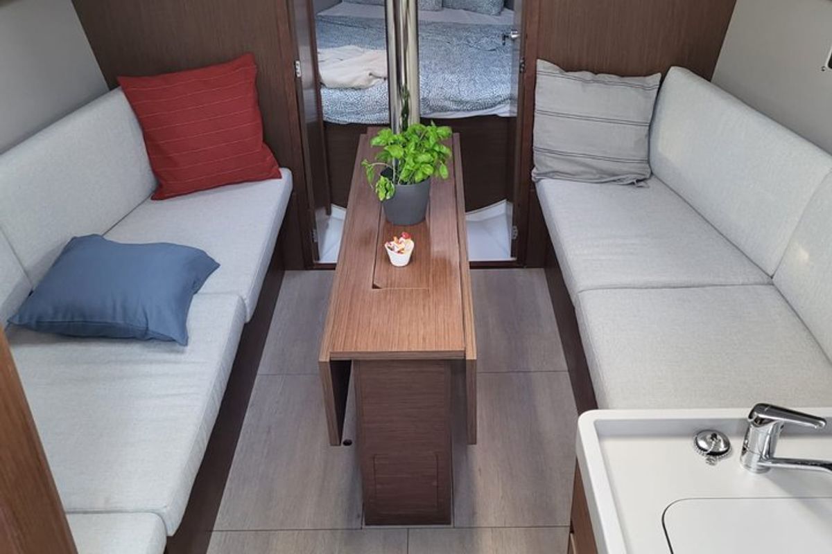 Salon of Sailing Spirit, a Beneteau Oceanis 34.1 sailboat at Municipality of Kolan, Croatia