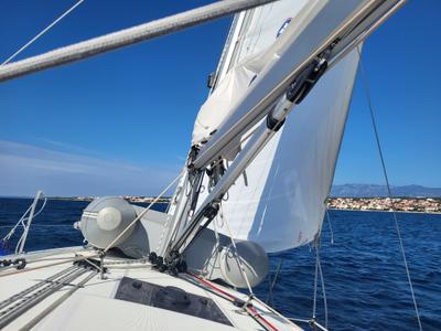 Deck of Sailing Spirit, a Beneteau Oceanis 34.1 sailboat at Municipality of Kolan, Croatia