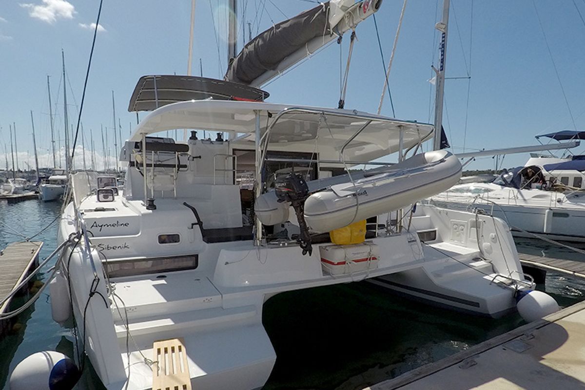 Exterior view of Aymeline, a Lagoon 42 catamaran at Grad Šibenik, Croatia