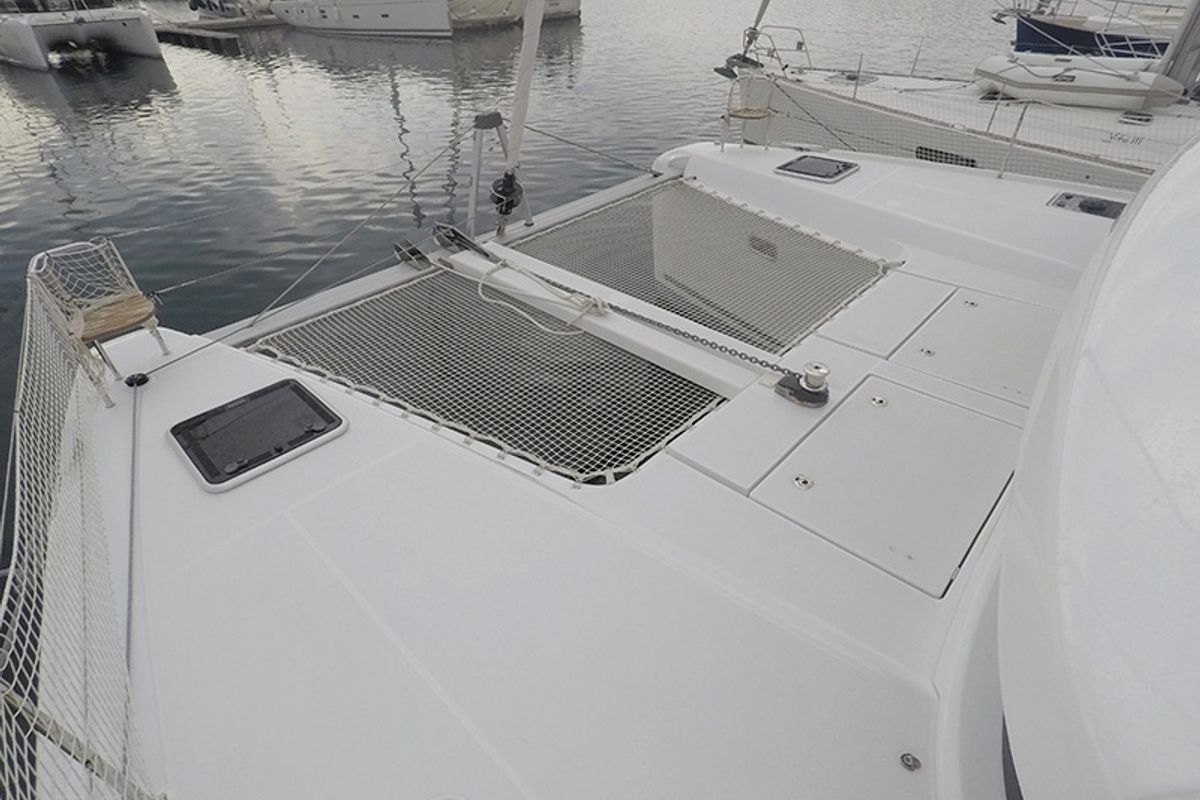 Deck of Aymeline, a Lagoon 42 catamaran at Grad Šibenik, Croatia