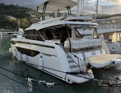 Main, a Prestige Prestige M48 catamaran at Giardini Naxos, Italy