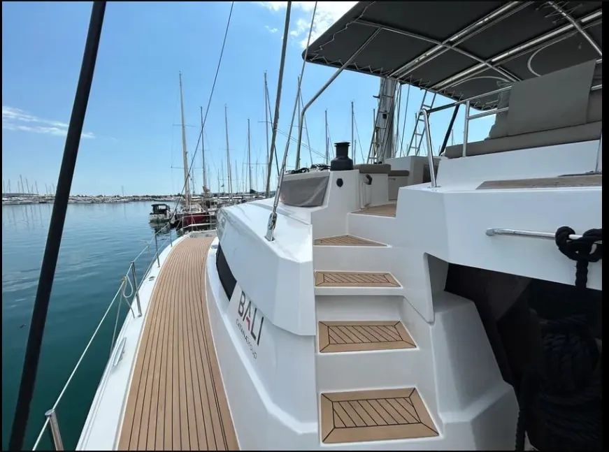 Exterior view of Arcturus, a Bali 5.4 catamaran at Seychelles, Eden Island Marina, Seychelles