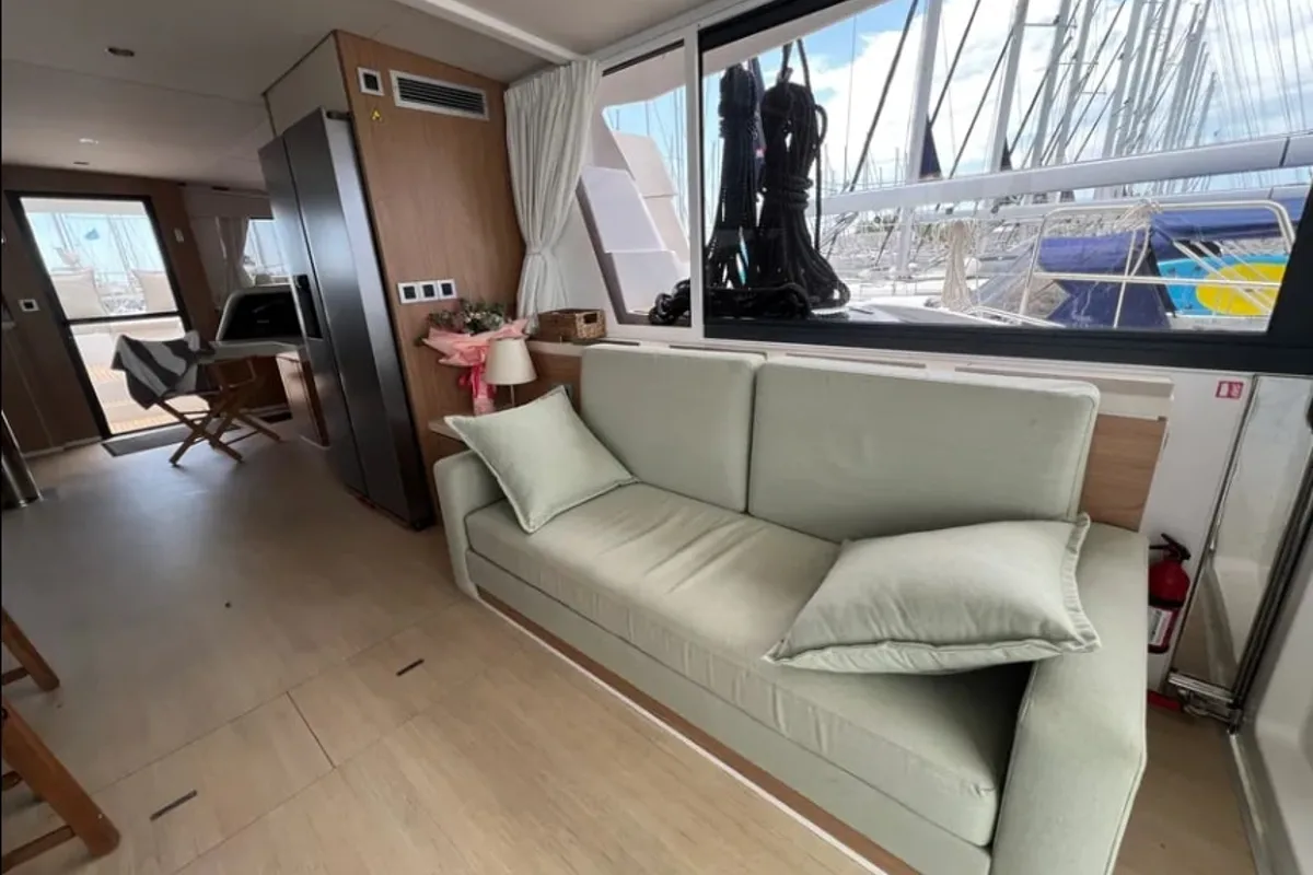 Salon of Arcturus, a Bali 5.4 catamaran at Seychelles, Eden Island Marina, Seychelles